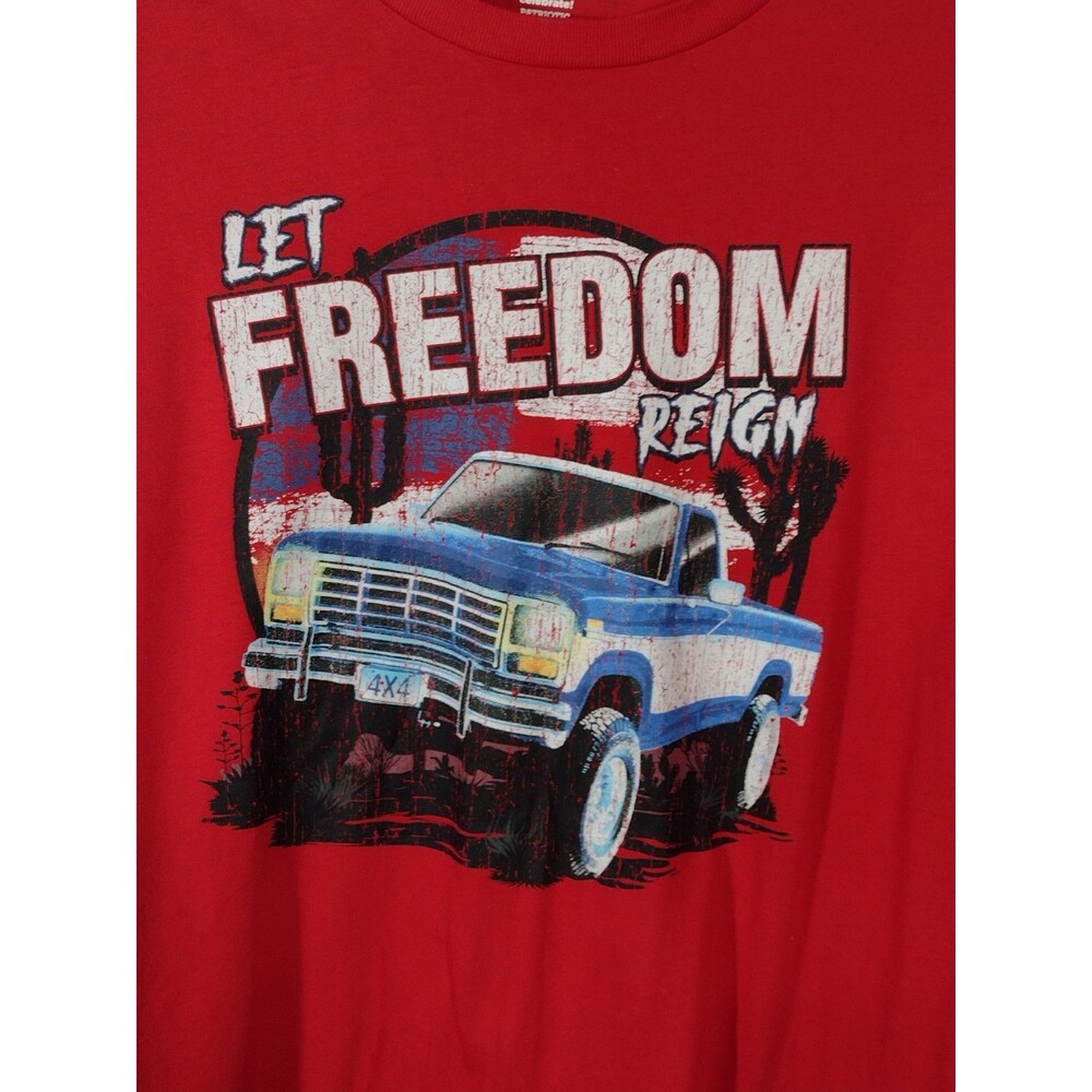 Mens T Shirt Let Freedom Reign XXL T Shirt Celebrate Patriotic Red White Blue